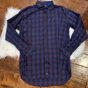 Thomas Dean Men’s Shirt Purple Plaid Size XXL